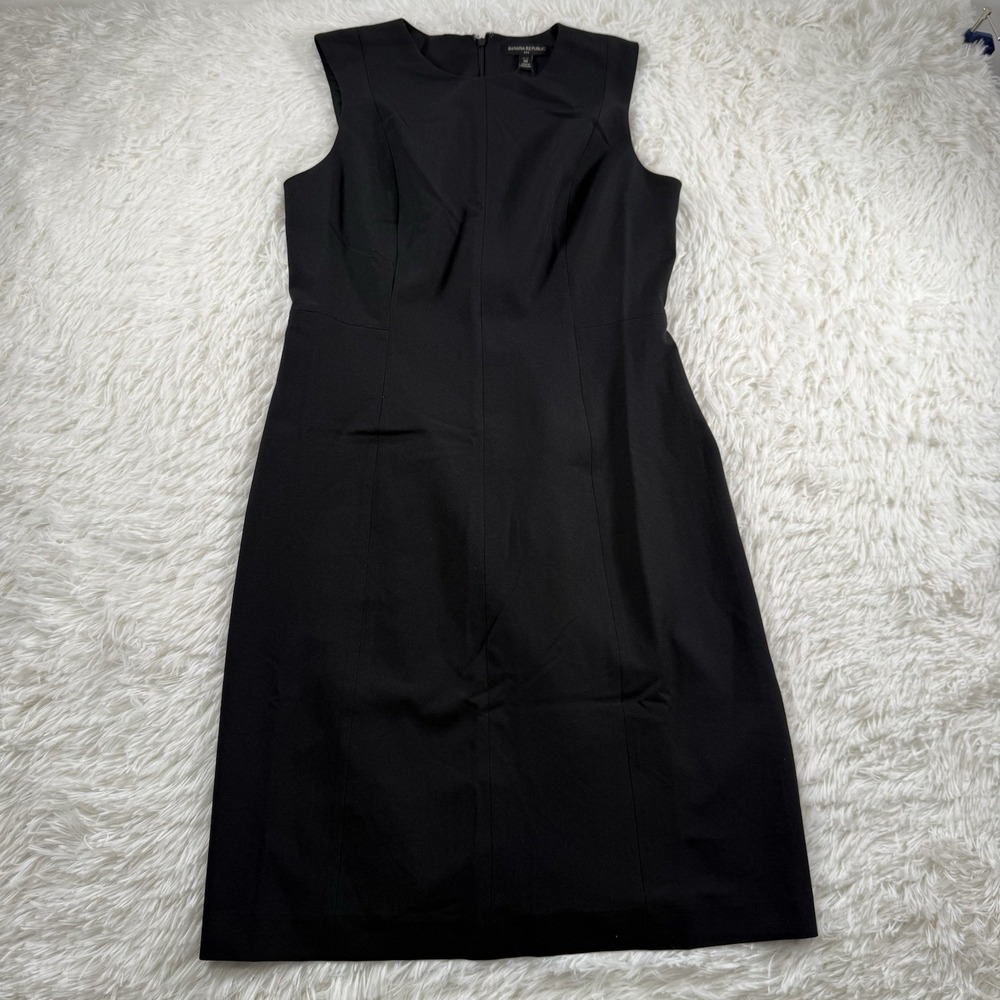 Banana Republic Dress Womens Size 10 Petite Black‎ Zip Sleeveless Casual Classy